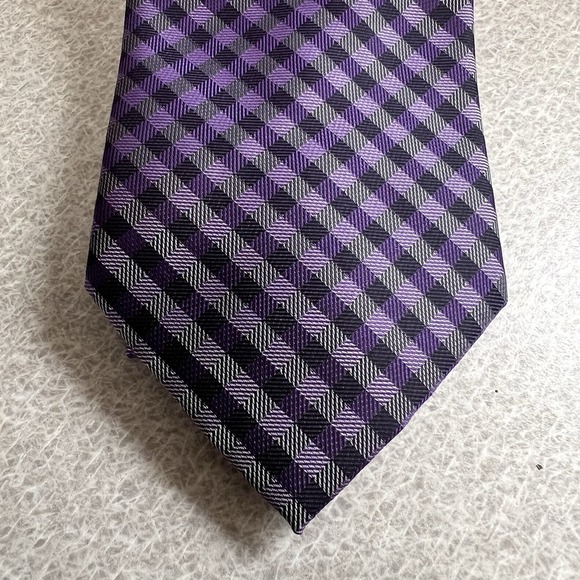 BERGAMO NEW YORK Necktie  Purple/Lilac/‎ Black Tie - Picture 1 of 5